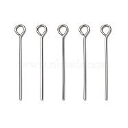 304 Stainless Steel Eye Pin, Stainless Steel Color, 25mm, Hole: 2mm, Pin: 0.7mm, about 205pcs/20g(X-STAS-R045-25mm)