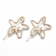 Alloy Hollow Geometric Hair Pin, Ponytail Holder Statement, Hair Accessories for Women, Cadmium Free & Lead Free, Starfish Shape, Golden, 48x41mm, Clip: 62mm long(PHAR-N005-008G)