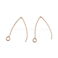 Ion Plating(IP) 316 Stainless Steel Earrings Finding, Earring Hooks, with Horizontal Loop, Rose Gold, 27x17x0.7mm, Hole: 2.5mm, 21 Gauge, Pin: 0.7mm(STAS-B025-01RG)