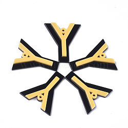 Cellulose Acetate(Resin) Pendants, Letter, Letter Y, Gold, 36.5~37x31.5x4~5mm, Hole: 1.5mm(KY-S158-41Y-C)