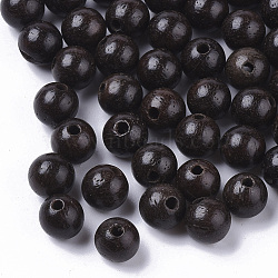 Natural Wood Beads, Waxed Wooden Beads, Dyed, Round, Black, 6mm, Hole: 1.4mm, about 2988pcs/500g(WOOD-S666-6mm-02)