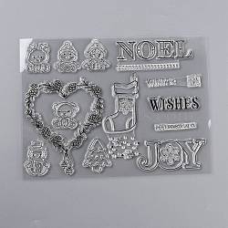 Silicone Stamps, for DIY Scrapbooking, Photo Album Decorative, Cards Making, Stamp Sheets, Christmas Themed Pattern, 21.5x16x0.3cm(DIY-Z008-04A)
