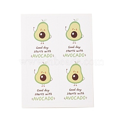 Rectangle Paper Stickers, Adhesive Label Stickers, Word with Cartoon Pattern, Avocado Pattern, 8.3~10.6x6.6~6.7x0.01cm, 48pcs/bag(DIY-B041-13A)
