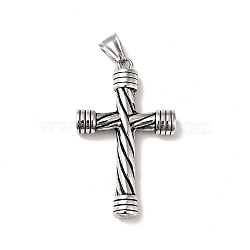 316 Surgical Stainless Steel Pendants, with 304 Stainless Steel Snap on Bails, Cross, Stainless Steel Color, 49x30x7.5mm, Hole: 8x4mm(STAS-I195-06P)