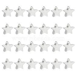 24Pcs Sterling Silver Beads, Star, with 1Pc Suede Fabric Square Silver Polishing Cloth, Silver, Bead: 4x4x1.8mm, Hole: 0.7mm(STER-BC0001-99)