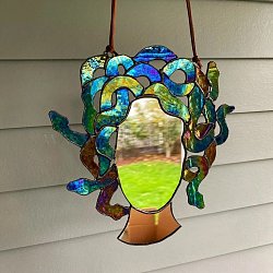 Acrylic Mirror Hanging Ornament, for Home Window Wall Home Decoration, Colorful, 250x240x3mm(SNAK-PW0001-60B)