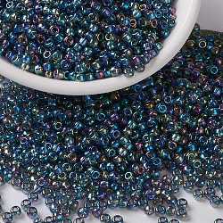 MIYUKI Round Rocailles Beads, Japanese Seed Beads, 8/0, (RR249) Transparent Gray AB, 3mm, Hole: 1mm, about 2111~2277pcs/50g(SEED-X0055-RR0249)