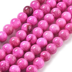 Natural Persian Jade Beads Strands, Round, Dyed, Magenta, 8.5mm, Hole: 1mm, about 46pcs/strand, 15.75''(40cm)(G-A255-A02-02C)