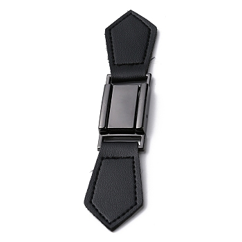 PU Leather Buckles, Tab Closures, Cloak Clasp Fasteners, with Alloy Findings, Gunmetal, 143x28x3~7.5mm