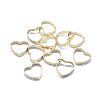 Brass Bead Frame, Long-Lasting Plated, Heart, Real 14K Gold Plated, 14.5x16x3mm, Hole: 1mm, Inner Size: 11x13mm