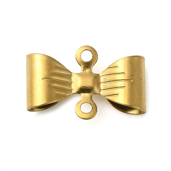 304 Stainless Steel Connector Charms, Bowknot Links, Real 18K Gold Plated, 7.5x11.5x3mm, Hole: 0.5mm