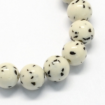Synthetic Gemstone Beads Strands, Imitation Buddhist Bodh, Round, White, 8mm, Hole: 1mm, about 50pcs/strand, 15.7 inch