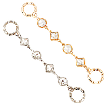 2Pcs 2 Colors Alloy & Glas Link Bag Strap Extender, with Swivel Clasps, for Bag Straps Replacement Accessories, Mixed Color, 18cm, 1pc/color