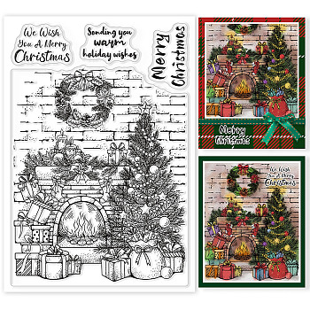 PVC Plastic Stamps, for DIY Scrapbooking, Photo Album Decorative, Cards Making, Stamp Sheets, Christmas Tree, 16x11x0.3cm