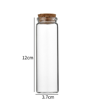 Glass Bottle, with Cork Plug, Wishing Bottle, Column, Clear, 3.7x12cm, Capacity: 90ml(3.04fl. oz)