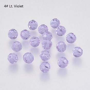 Imitation Austrian Crystal Beads, Grade AAA, Faceted(32 Facets), Round, Medium Purple, 4mm, Hole: 0.7~0.9mm