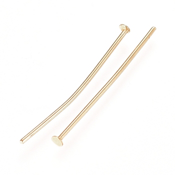 304 Stainless Steel Flat Head Pins, Real 18K Gold Plated, 20x0.7mm, Head: 1.5mm