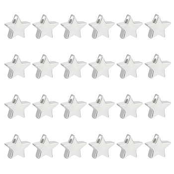24Pcs Sterling Silver Beads, Star, with 1Pc Suede Fabric Square Silver Polishing Cloth, Silver, Bead: 4x4x1.8mm, Hole: 0.7mm