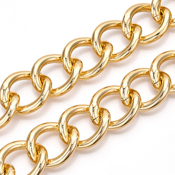 Aluminum Curb Chains, Twist Link Chains, Unwelded, Light Gold, 29x24x5mm