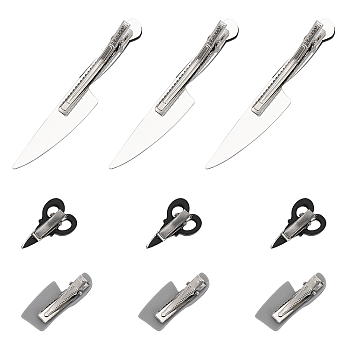 9Pcs 3 Style Tools Resin Alligator Hair Clips, Hair Accessories for Women Girls, with Iron Findings, Kitchen Knife/Scissor/Knife, Mixed Color, 33~106x16.5~20.5x13~16.5mm, 3pcs/style