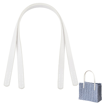 PU Imitation Leather Bag Handles, Sew on Bag Handles, White, 62.4x1.9x0.35cm, Hole: 1.6mm