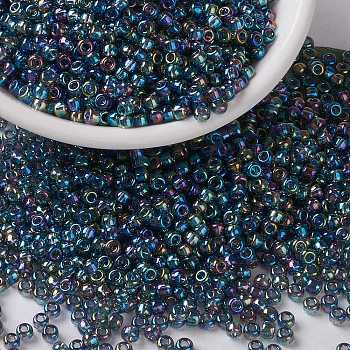 MIYUKI Round Rocailles Beads, Japanese Seed Beads, 8/0, (RR249) Transparent Gray AB, 3mm, Hole: 1mm, about 2111~2277pcs/50g