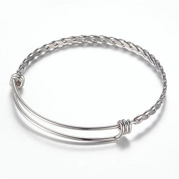 Adjustable 304 Stainless Steel Expandable Bangle Making, Stainless Steel Color, 2-3/8 inch(59mm)