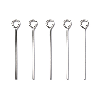 304 Stainless Steel Eye Pin, Stainless Steel Color, 25mm, Hole: 2mm, Pin: 0.7mm, about 205pcs/20g