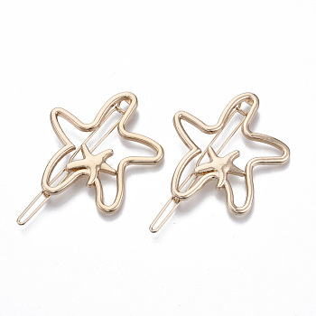 Alloy Hollow Geometric Hair Pin, Ponytail Holder Statement, Hair Accessories for Women, Cadmium Free & Lead Free, Starfish Shape, Golden, 48x41mm, Clip: 62mm long