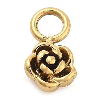 Ion Plating(IP) 304 Stainless Steel Charms, Flower Charm, Real 14K Gold Plated, 8.5x5.5x3mm, Hole: 2.5mm