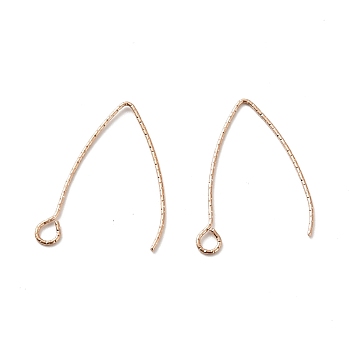 Ion Plating(IP) 316 Stainless Steel Earrings Finding, Earring Hooks, with Horizontal Loop, Rose Gold, 27x17x0.7mm, Hole: 2.5mm, 21 Gauge, Pin: 0.7mm
