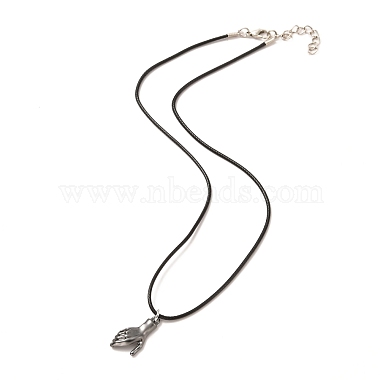 Rack Plating Alloy Hand Pendant Necklaces Sets(NJEW-B081-12)-4