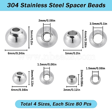 320Pcs 4 Styles 304 Stainless Steel Spacer Beads(STAS-SC0006-88)-2
