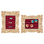 2 Bags 2 Styles Gold Photo Frame Resin Finger Ring Organizer Holder with Velvet Mat, Photo Props, Rectangle, Dark Red, 10x8.25x2.2cm, 1 bag/style(ODIS-WR0001-16)