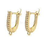 Brass Micro Pave Clear Cubic Zirconia Hoop Earring Findings, Cadmium Free & Lead Free, Long-Lasting Plated, Rack Plating, Latch Back, with Loop, Real 18K Gold Plated, 18x2.5x12.5mm, Hole: 1.2mm, Pin: 1mm(KK-Z143-06G)