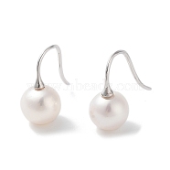 Natural Pearl Dangle Earrings for Women, with Sterling Silver Pins, Platinum, 16.5x8.5mm(EJEW-C082-13E-P)