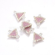 MIYUKI & TOHO Handmade Japanese Seed Beads Links, Loom Pattern, Triangle, Plum, 16~17x14~14.5x1.7mm, Hole: 1.5mm(SEED-A027-X05)