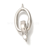 Brass Fold Over Clasps, Oval, Platinum, 31mm, oval: 21.5x12x2.5mm, hole: 1.5mm, clasp: 14.5x11x3mm, hole: 1.5mm.(KK-K389-109P)