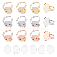 DIY Oval Blank Dome Adjustable Ring Making Kit, Including 201 Stainless Steel Ring Settings, Glass Cabochons, Mixed Color, 27Pcs/box(STAS-UN0039-93)