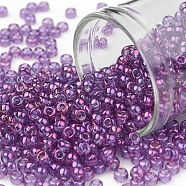 TOHO Round Seed Beads, Japanese Seed Beads, (205) Gold Luster Dark Amethyst, 8/0, 3mm, Hole: 1mm, about 222pcs/10g(X-SEED-TR08-0205)