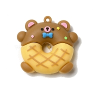 Donut PVC Plastic Cartoon Pendants, for DIY Keychain Making, Bear, 41x43x13mm, Hole: 3mm(PVC-G005-04A)