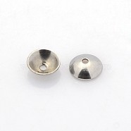 Apetalous Half Round 304 Stainless Steel Bead Caps, Stainless Steel Color, 4x1mm, Hole: 0.5mm(STAS-N039-02)