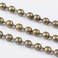 Iron Ball Chains, Soldered, Lead Free and Nickel Free, Antique Bronze Color, with Spool, Bead: about 2mm in diameter, about 328.08 Feet(100m)/roll(CHB002Y-AB)