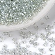 Glass Seed Beads, Trans. Colours Lustered, Round, Clear, 2mm, Hole: 1mm, 6666pcs/100g(X1-SEED-A006-2mm-101)