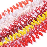 Imitation Jade Opaque Solid Color Glass Beads Strands, Top Drilled Beads, Faceted, Teardrop, Mixed Color, 12x5.5~6mm, Hole: 0.8mm, about 99pcs/strand, 16.93 inch(43cm)(EGLA-L020-NB-M2)