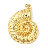 Brass Pendants, with Jump Ring, Long-Lasting Plated, Lead Free & Cadmium Free, Conch Charm, Real 18K Gold Plated, 33.5x25x4mm, Hole: 3mm(X-KK-K332-19G)