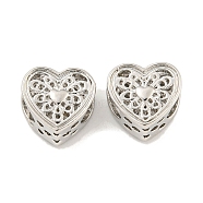 Valentine's Day Rack Plating Alloy European Beads, Large Hole Beads, Cadmium Free & Nickel Free & Lead Free, Heart, Platinum, 11x12x7mm, Hole: 5.5x4.7mm(FIND-B034-24P)