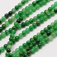 Natural Green Jade Bead Strands, Round, 3mm, Hole: 0.8mm, about 126pcs/strand, 16 inch(X-G-A130-3mm-M06)