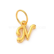 925 Sterling Silver Letter Charms with Jump Rings, Golden, Letter N, 10.5x8.5x2mm, Hole: 5mm(STER-R008-01G-N)