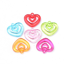 Transparent Acrylic Pendants, Heart, Mixed Color, 27.5x28x4.5mm, Hole: 2.5mm, about 260pcs/500g(TACR-S144-31)